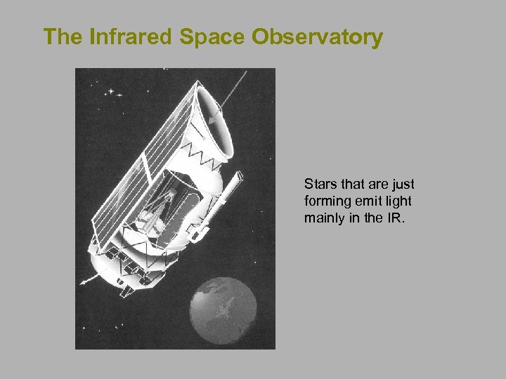 The Infrared Space Observatory Stars that are just forming emit light mainly in the