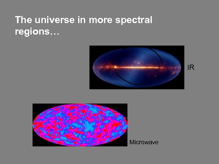 The universe in more spectral regions… IR Microwave 