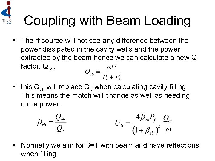 Coupling with Beam Loading • The rf source will not see any difference between