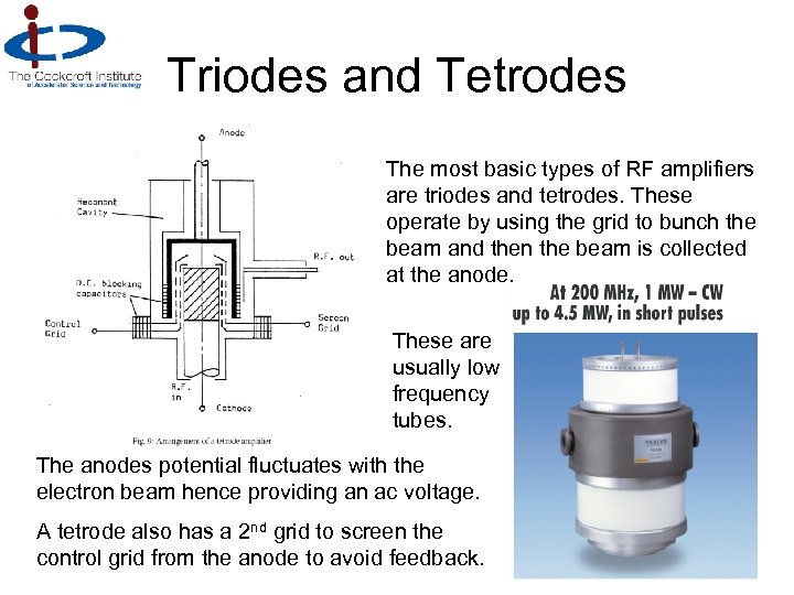 Triodes and Tetrodes The most basic types of RF amplifiers are triodes and tetrodes.