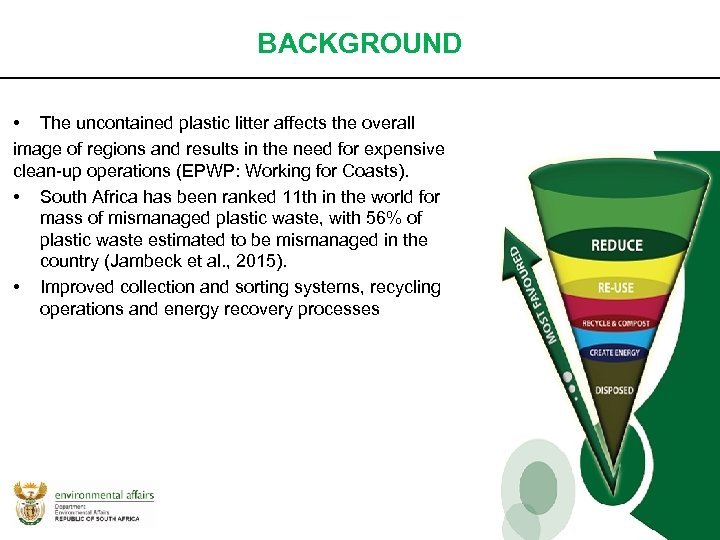 BACKGROUND • The uncontained plastic litter affects the overall image of regions and results