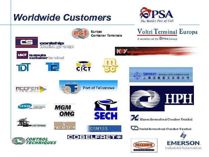 Worldwide Customers Xiamen International Container Terminal SINTERMAR Nanhai International Container Terminal 