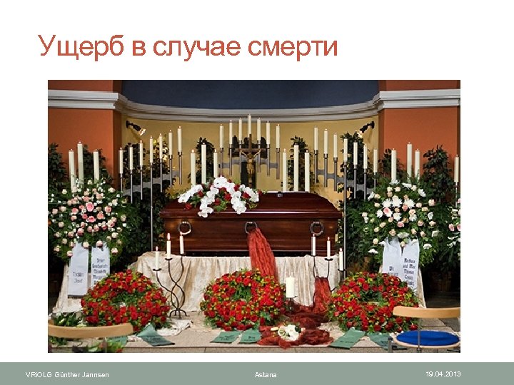  Ущерб в случае смерти VRi. OLG Günther Jannsen Astana 19. 04. 2013 