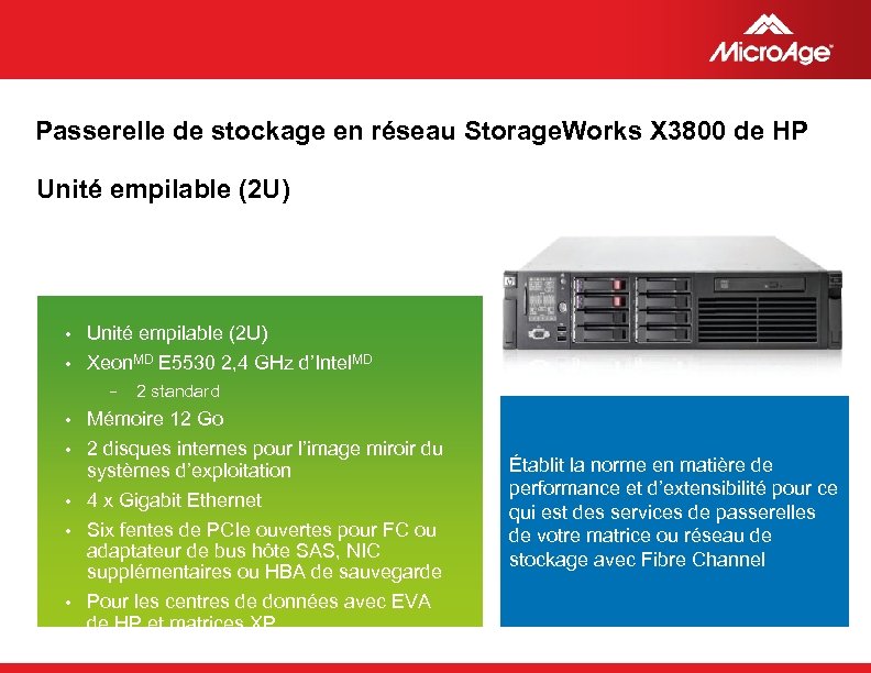 Passerelle de stockage en réseau Storage. Works X 3800 de HP Unité empilable (2