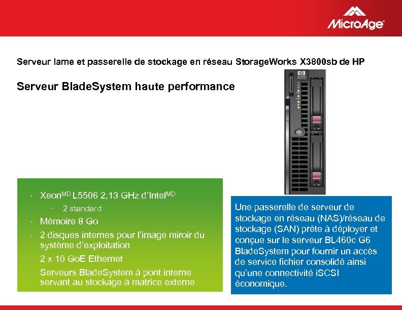 Serveur lame et passerelle de stockage en réseau Storage. Works X 3800 sb de