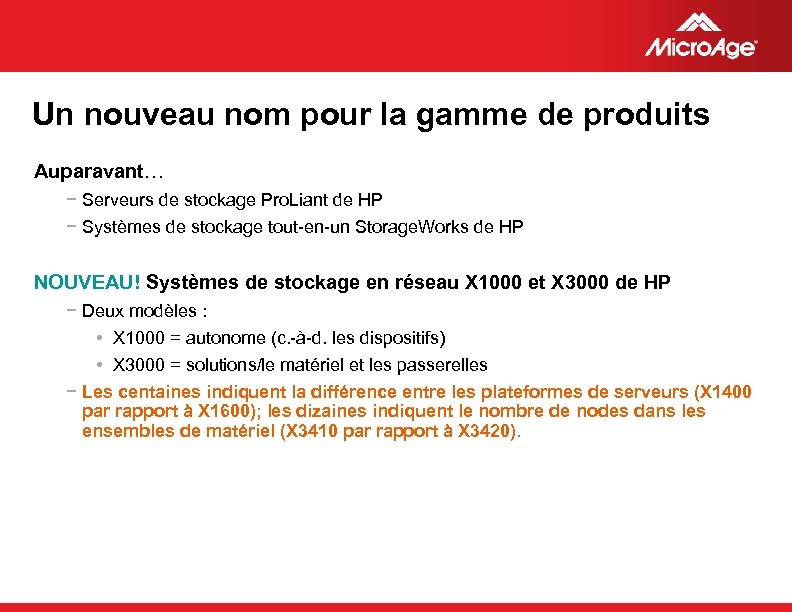 Un nouveau nom pour la gamme de produits Auparavant… − Serveurs de stockage Pro.