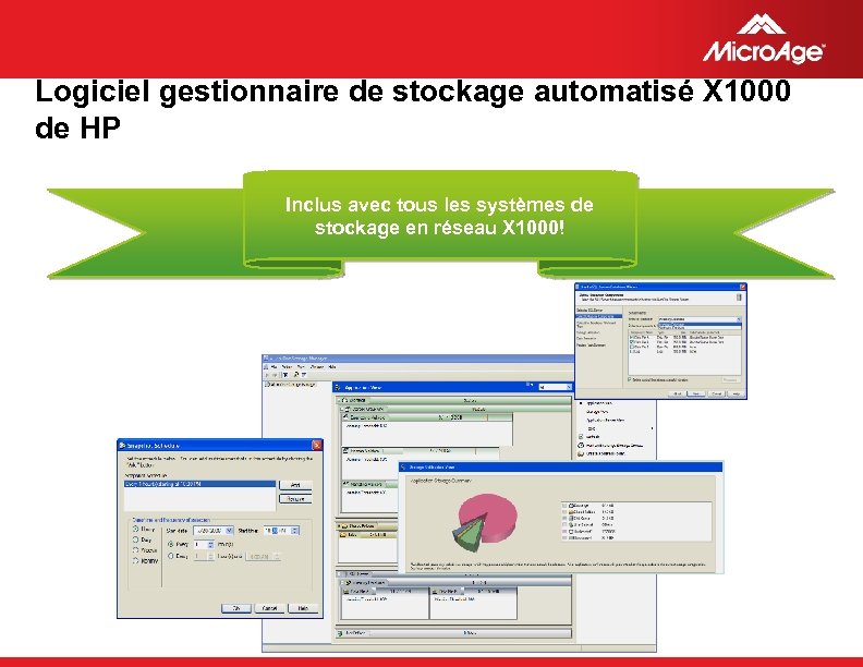 Logiciel gestionnaire de stockage automatisé X 1000 de HP Inclus avec tous les systèmes