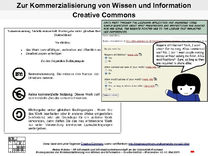 Zur Kommerzialisierung von Wissen und Information Creative Commons Diese Datei wird unter folgender Creative