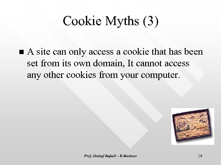 Cookie Myths (3) n A site can only access a cookie that has been