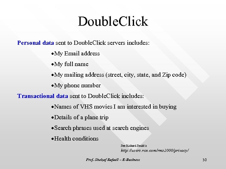 Double. Click Personal data sent to Double. Click servers includes: ·My Email address ·My