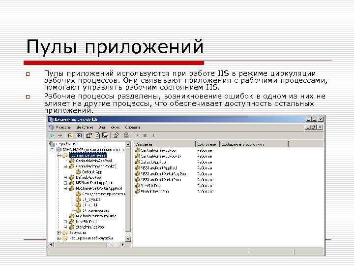 Модули приложения используются для. Администрирования файловой системы. Создание и управление веб-узлами это. Web-узел. Связанные приложения.