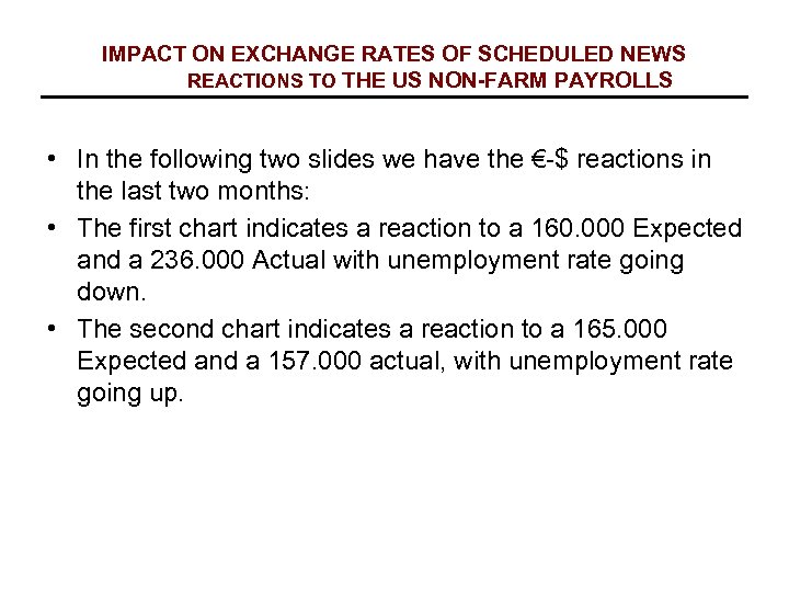 IMPACT ON EXCHANGE RATES OF SCHEDULED NEWS REACTIONS TO THE US NON-FARM PAYROLLS •