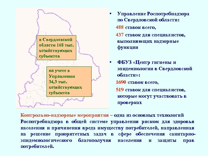  • в Свердловской области 168 тыс. хозяйствующих субъектов Управление Роспотребнадзора по Свердловской области: