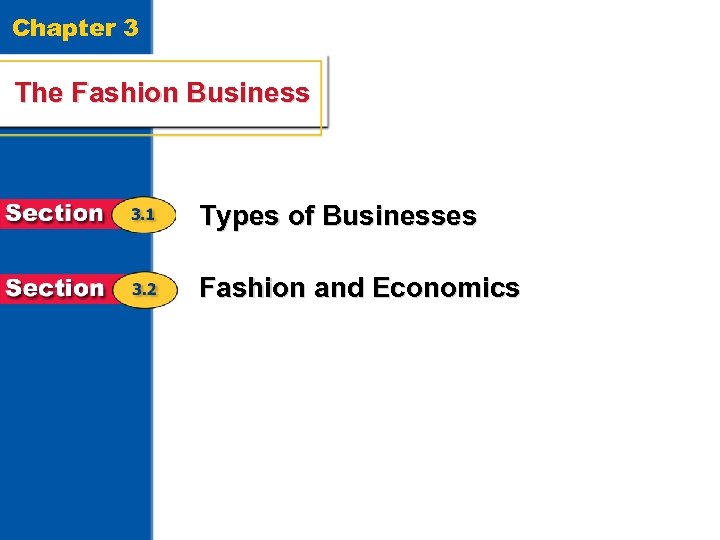 Chapter 3 The Fashion Business Types of Businesses Fashion and Economics 2 