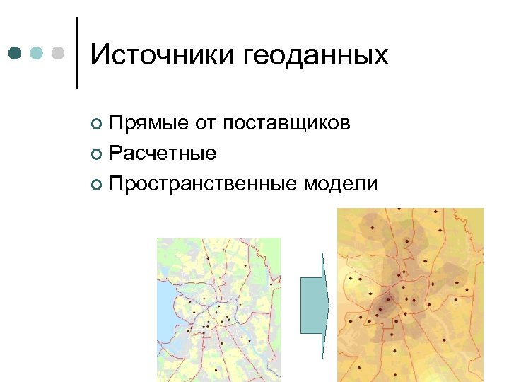 Источники геоданных Прямые от поставщиков ¢ Расчетные ¢ Пространственные модели ¢ 