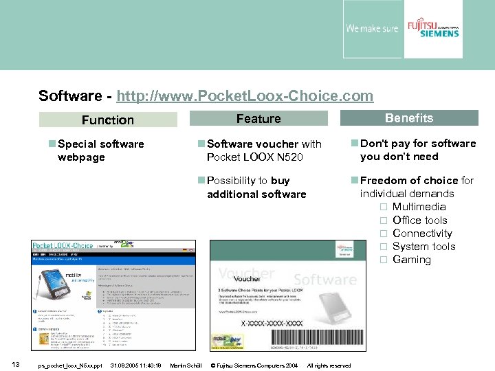 Software - http: //www. Pocket. Loox-Choice. com Benefits Feature Function 13 ps_pocket_loox_N 5 xx.