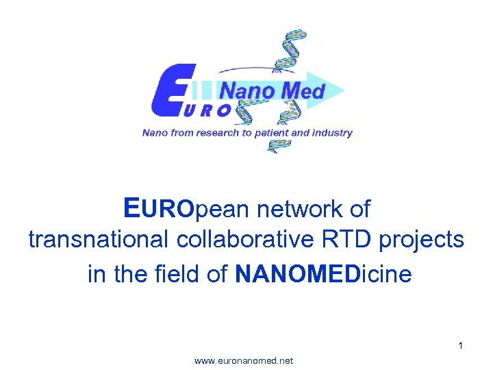 EUROpean network of transnational collaborative RTD projects in the field of NANOMEDicine 1 www.