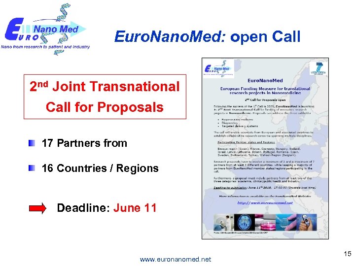 Euro. Nano. Med: open Call 2 nd Joint Transnational Call for Proposals 17 Partners