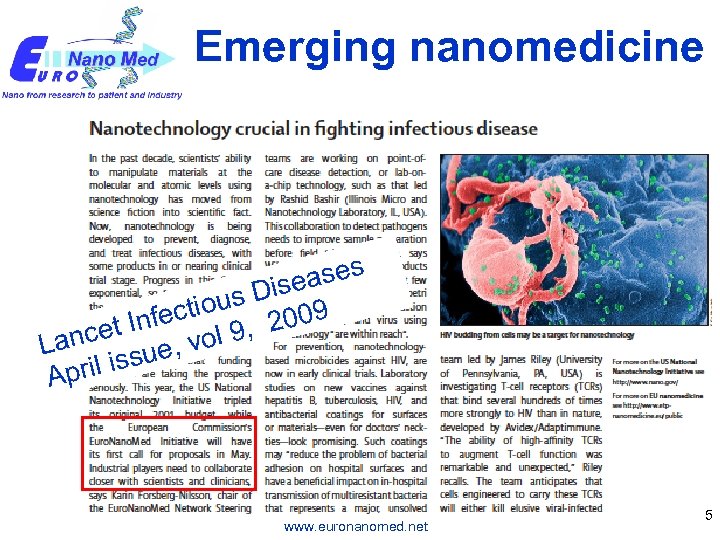 Emerging nanomedicine ses a Dise tious 009 Infec l 9, 2 t ance ue,