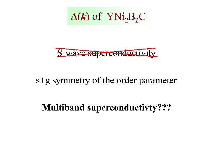 D(k) of YNi 2 B 2 C S-wave superconductivity s+g symmetry of the order