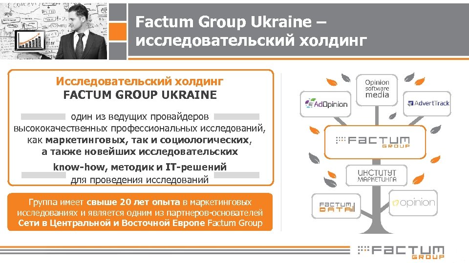 Factum Group Ukraine – исследовательский холдинг Исследовательский холдинг FACTUM GROUP UKRAINE один из ведущих