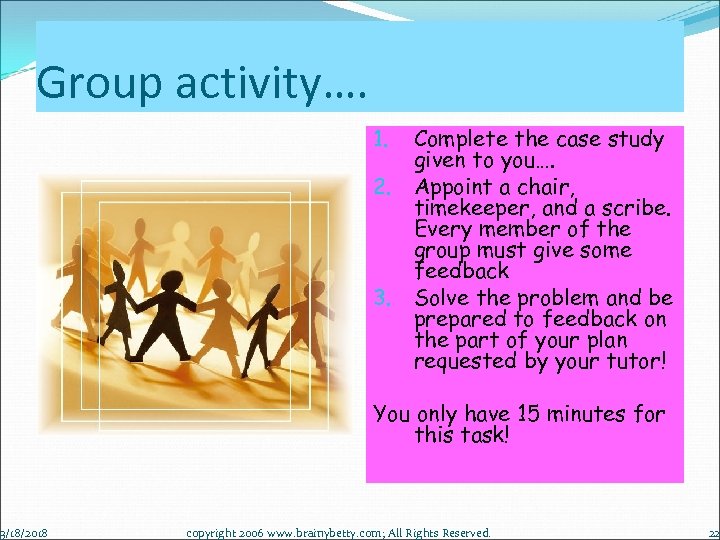 Group activity…. 3/18/2018 1. 2. 3. Complete the case study given to you…. Appoint
