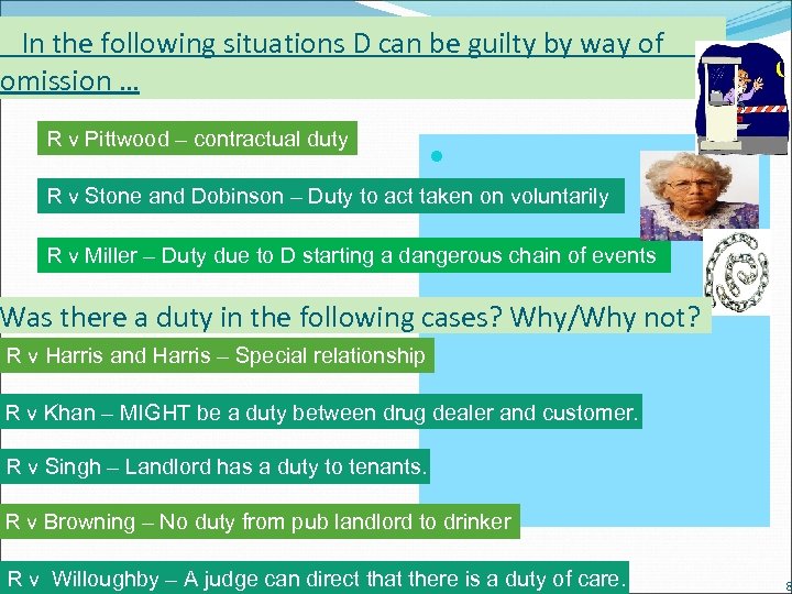 In the following situations D can be guilty by way of omission … R