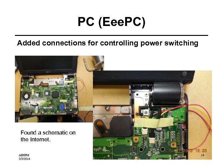 PC (Eee. PC) Added connections for controlling power switching Found a schematic on the