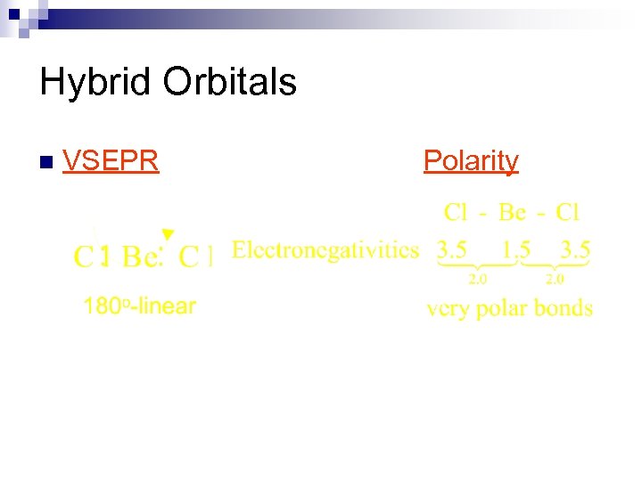 Hybrid Orbitals n VSEPR Polarity 