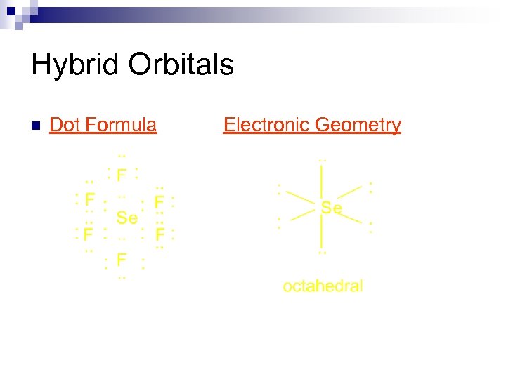 Hybrid Orbitals n Dot Formula Electronic Geometry 