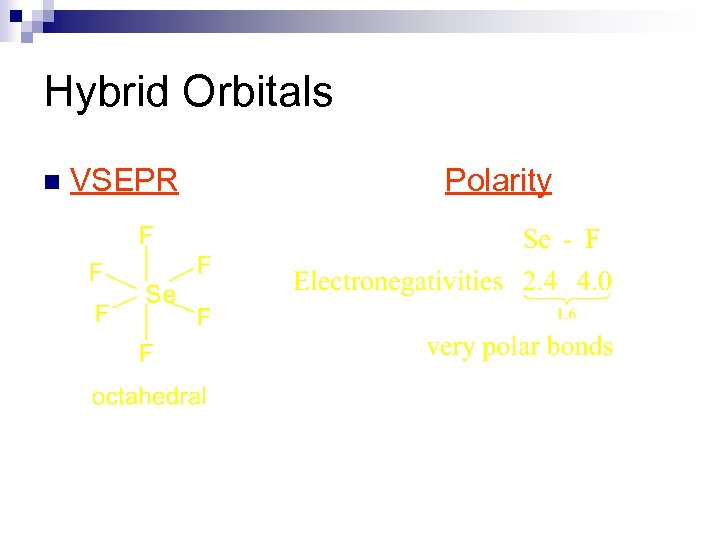 Hybrid Orbitals n VSEPR Polarity 