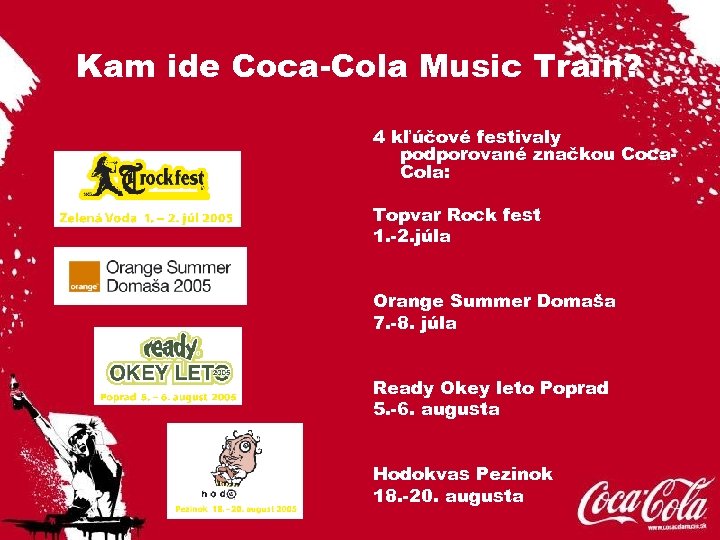 Kam ide Coca-Cola Music Train? 4 kľúčové festivaly podporované značkou Coca. Cola: Topvar Rock