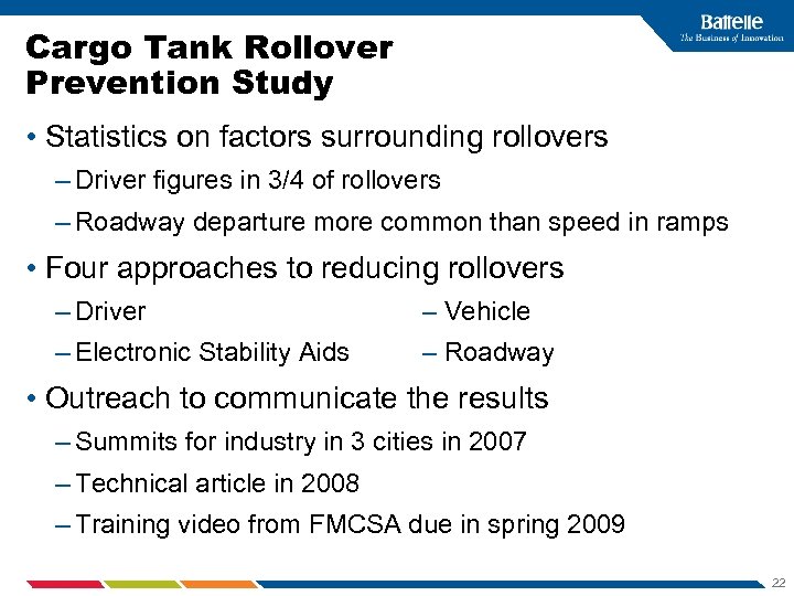 Cargo Tank Rollover Prevention Study • Statistics on factors surrounding rollovers – Driver figures