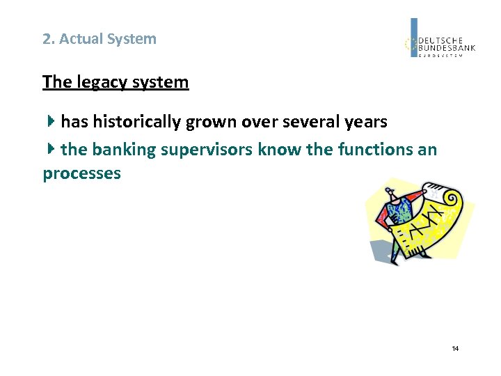 2. Actual System The legacy system has historically grown over several years the banking