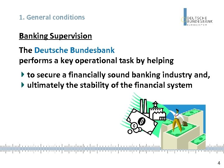 1. General conditions Banking Supervision The Deutsche Bundesbank performs a key operational task by