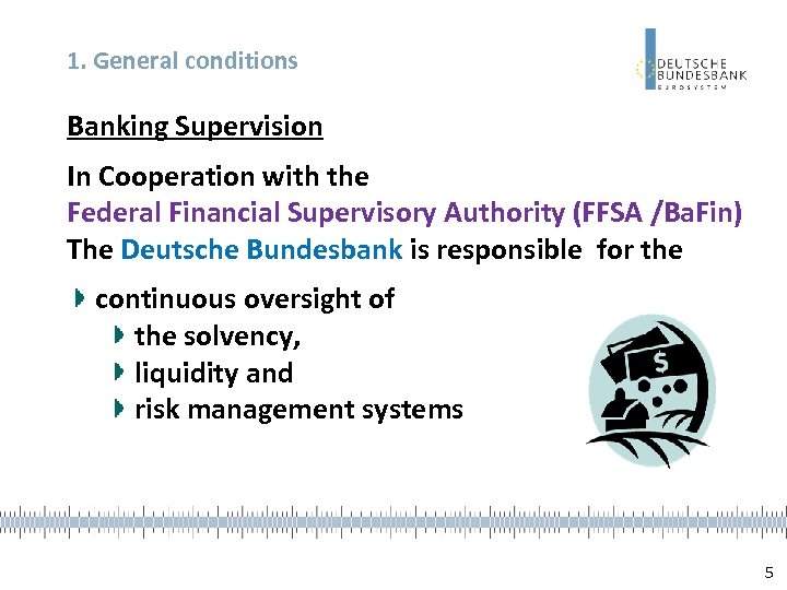 1. General conditions Banking Supervision In Cooperation with the Federal Financial Supervisory Authority (FFSA