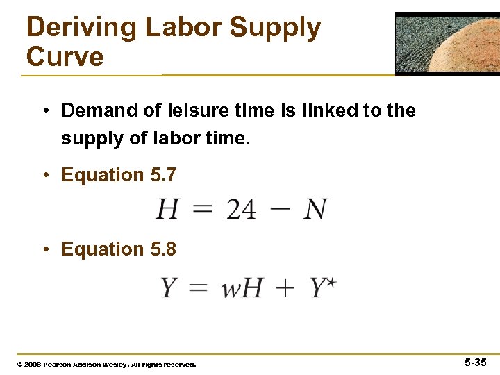 Deriving Labor Supply Curve • Demand of leisure time is linked to the supply
