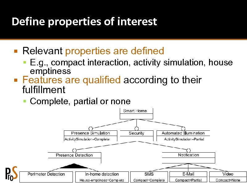 Define properties of interest Relevant properties are defined E. g. , compact interaction, activity