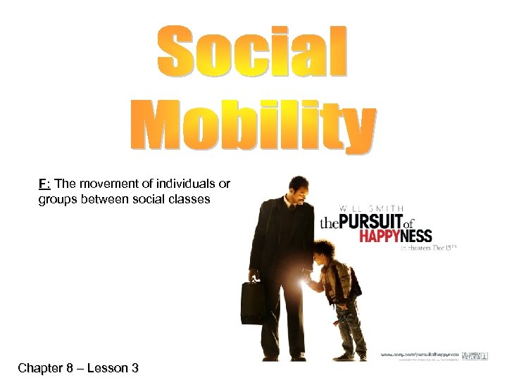 F: The movement of individuals or groups between social classes Chapter 8 – Lesson