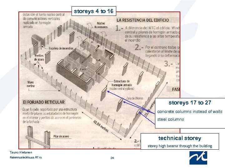 storeys 4 to 16 storeys 17 to 27 concrete columns instead of walls steel