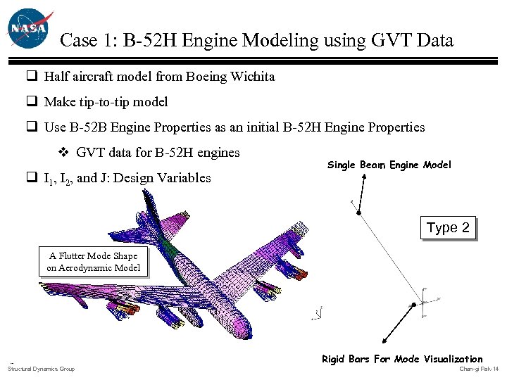 Case 1: B-52 H Engine Modeling using GVT Data q Half aircraft model from