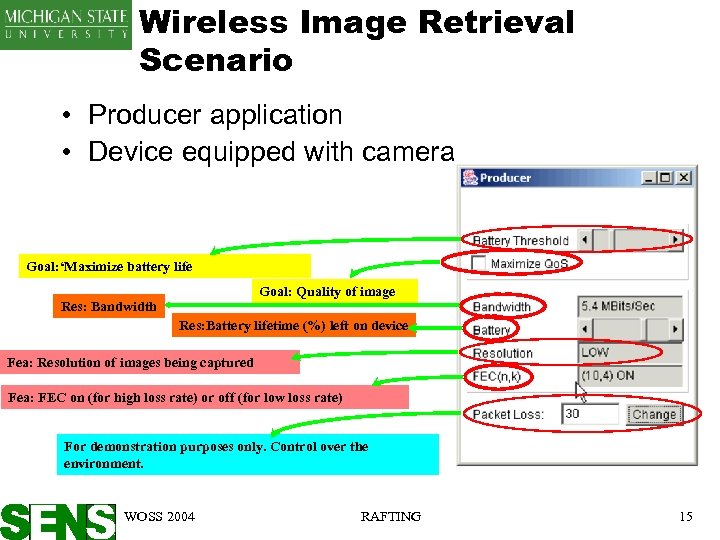 Wireless Image Retrieval Scenario • Producer application • Device equipped with camera Goal: ‘Maximize