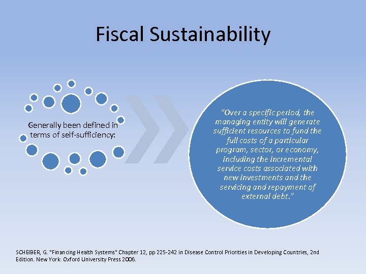 Fiscal Sustainability Generally been defined in terms of self-sufficiency: “Over a specific period, the