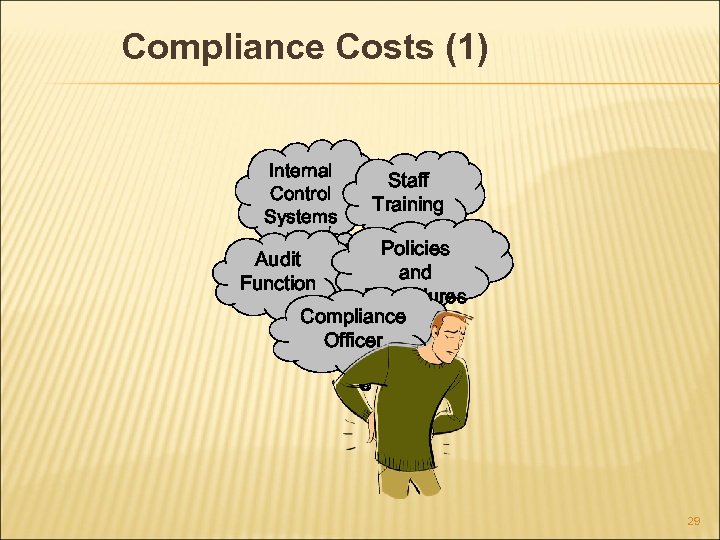 Compliance Costs (1) Internal Control Systems Staff Training Policies and Procedures Compliance Officer Audit