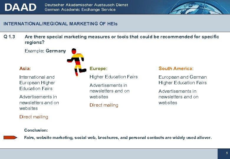 INTERNATIONAL/REGIONAL MARKETING OF HEIs Q 1. 3 Are there special marketing measures or tools