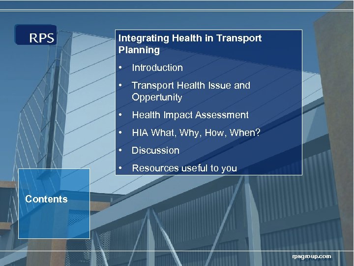 Integrating Health in Transport Planning • Introduction • Transport Health Issue and Oppertunity •