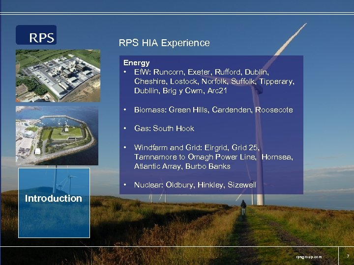 RPS HIA Experience Energy • Ef. W: Runcorn, Exeter, Rufford, Dublin, Cheshire, Lostock, Norfolk,