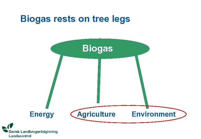 Biogas rests on tree legs Biogas Energy Dansk Landbrugsrådgivning Landscentret Agriculture Environment 