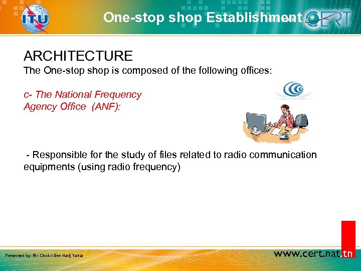 One-stop shop Establishment ARCHITECTURE The One-stop shop is composed of the following offices: c-