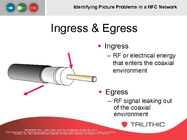 Identifying Picture Problems in a HFC Network Ingress & Egress § Ingress – RF